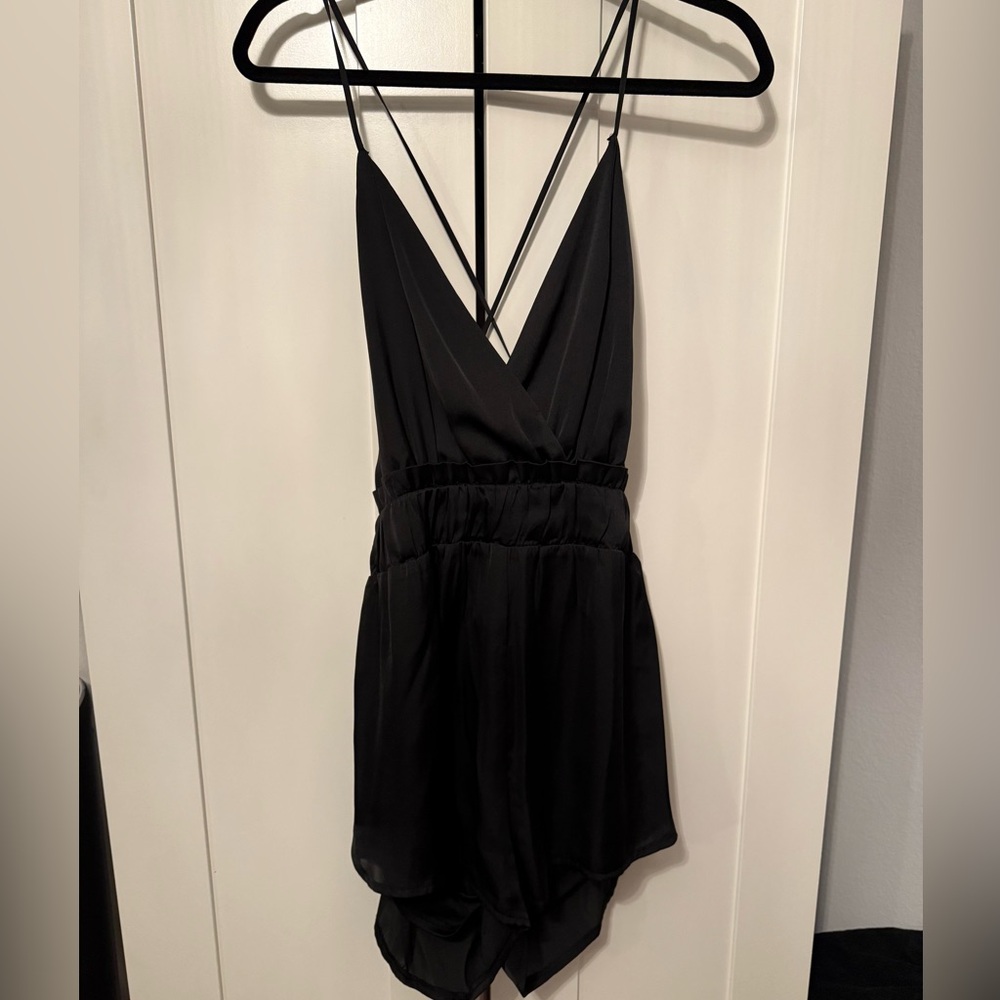 Silk black romper